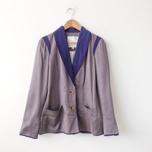 Cocktail Blazer Satin XS Gray Blue Silk Shawl Collar‎ Light Dress Walter Baker 2